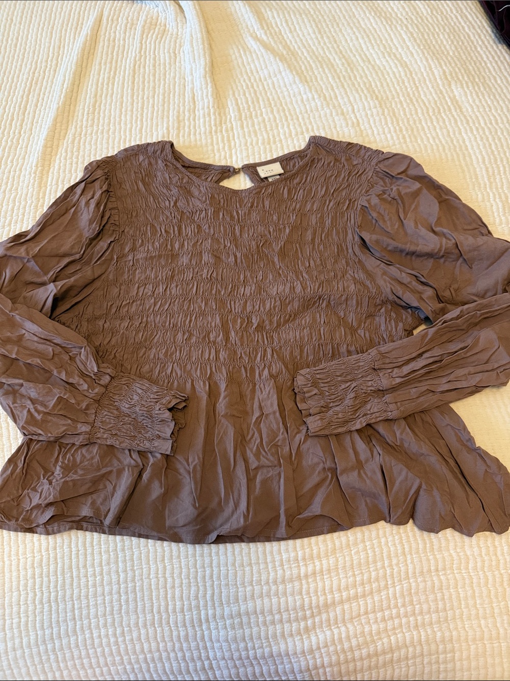 a new day Brown Smocked Long-Sleeve Blouse